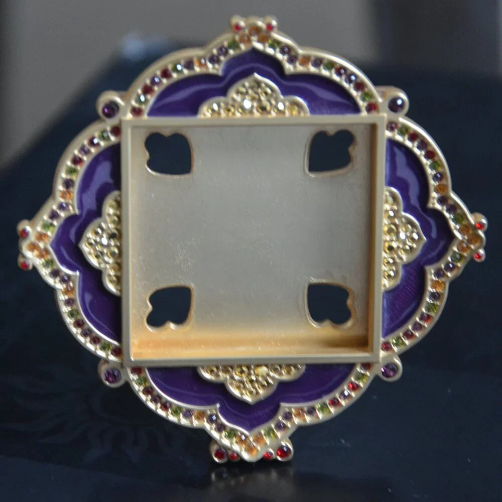 RARE JAY STRONGWATER WARNER TIARA SCROLL PAVE DIAMOND LACE CRYSTAL ENAMEL FRAME